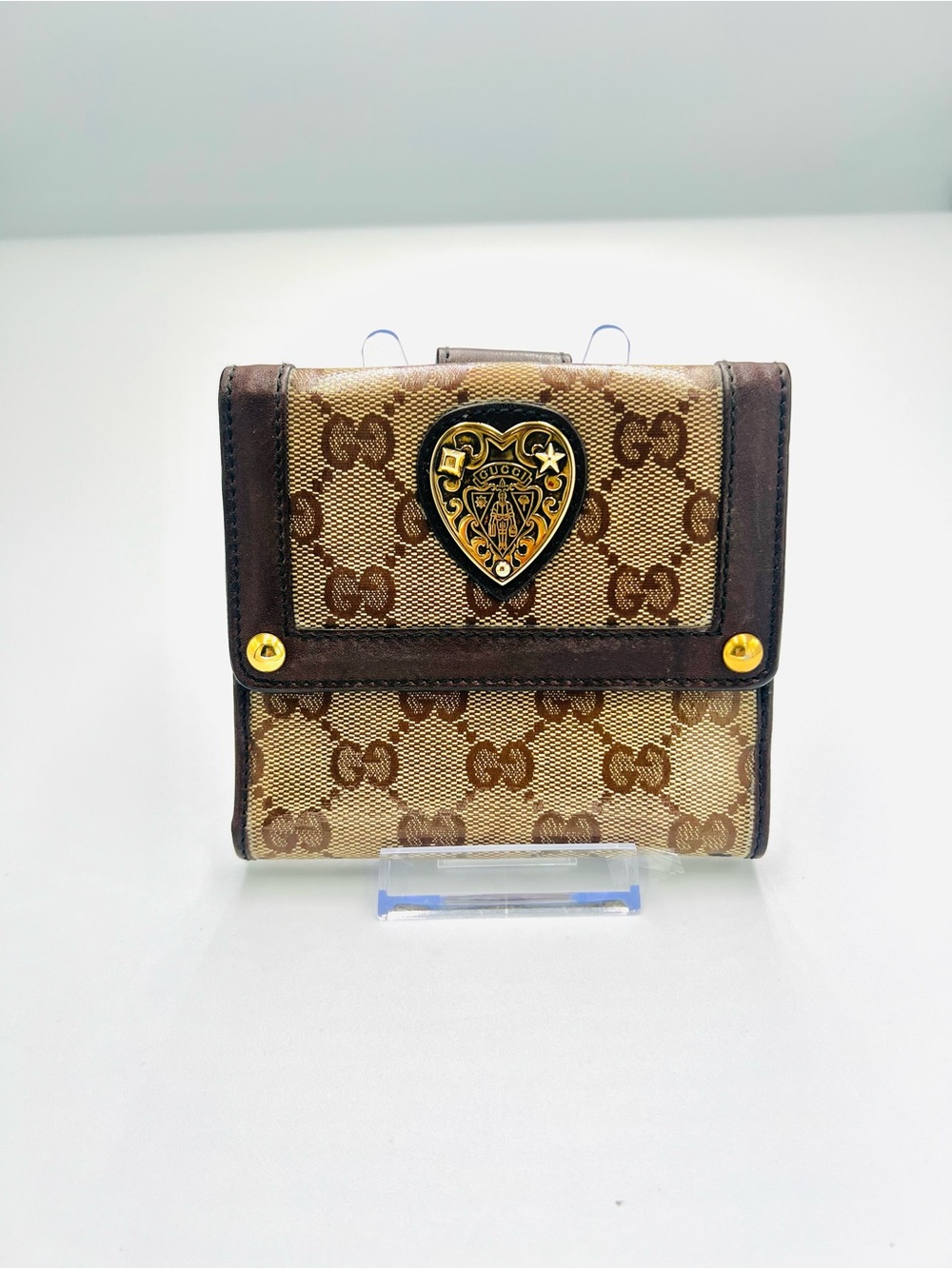 Gucci Crystal Babouska Heart Compact Wallet